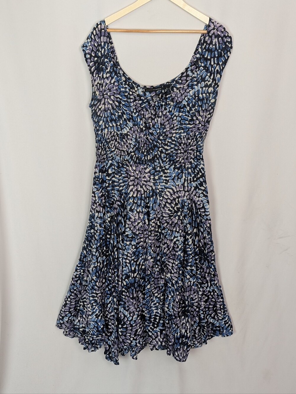 Grace Elements Blue Print Cotton Midi Dress - Picture 1 of 9